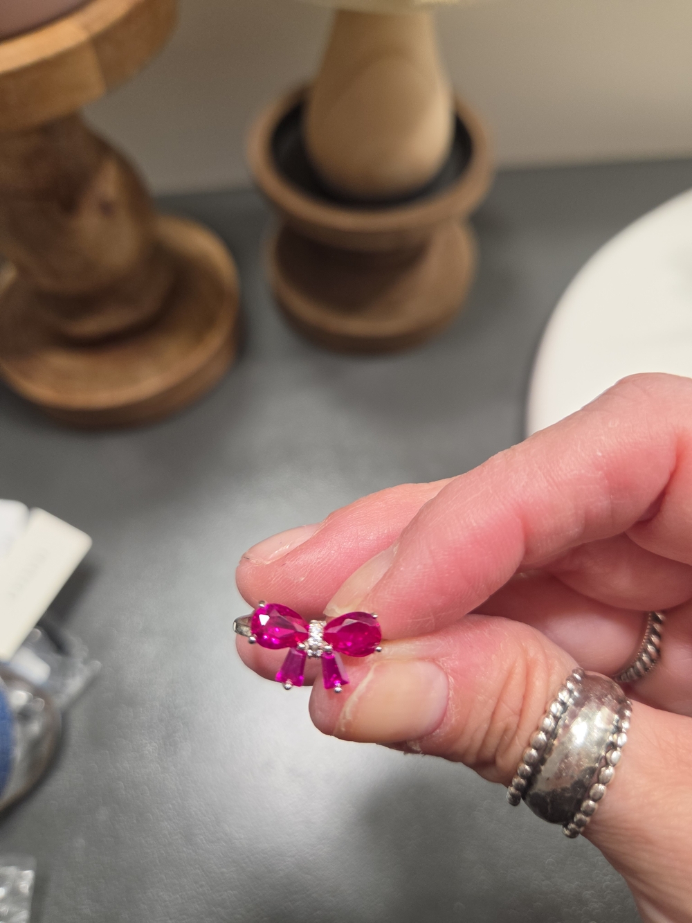 Pink Crystal Bow Ring - Women's Fashion Jewelry